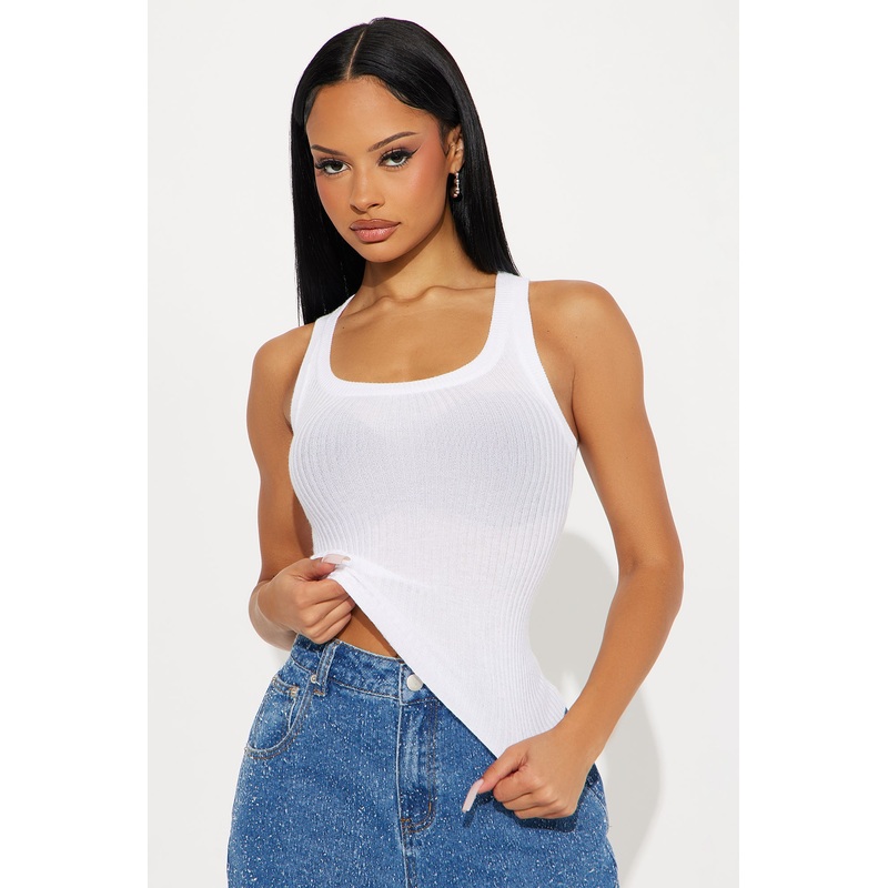 All Cute Sweater Tank Top – Off White