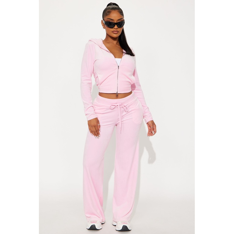 Along For The Ride Velour Pant Set – Pink