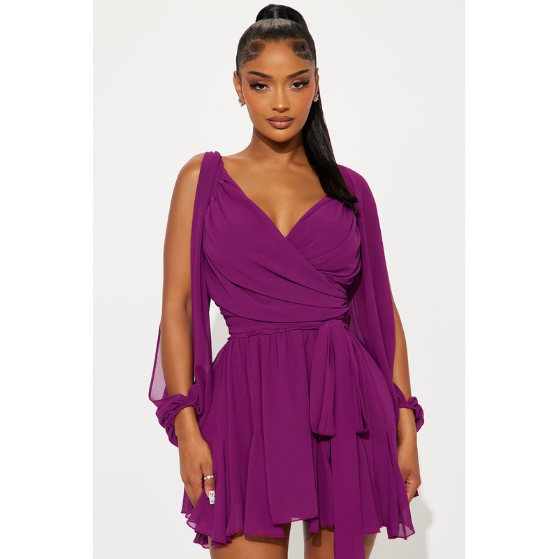 Ari Chiffon Mini Dress – Plum