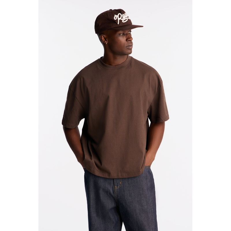 Boxy Premium Midweight Tee – Brown