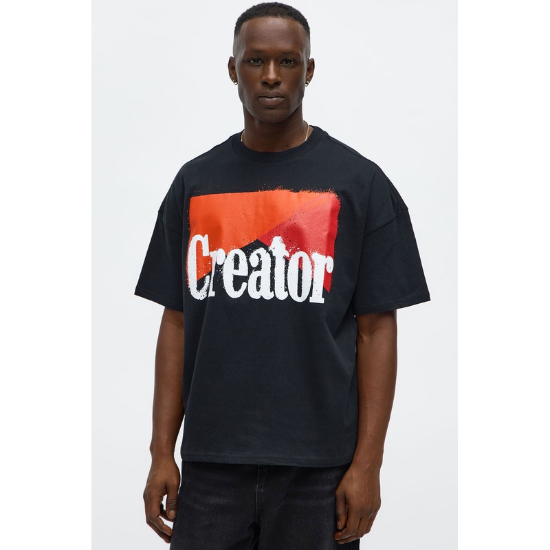 Create Your Own Lane Oversized Short Sleeve Tee – Black