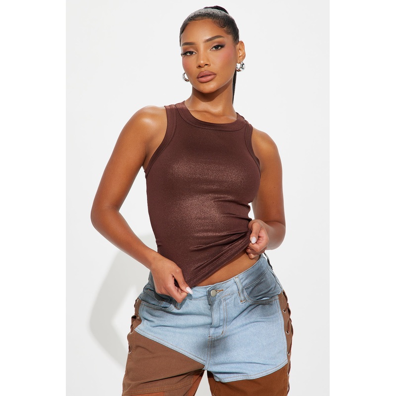 Electric Love Metallic Tank Top – Chocolate