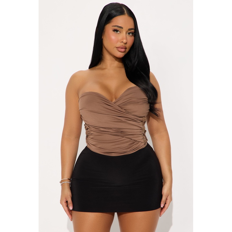 Favorite Part Ruched Tube Top – Mocha