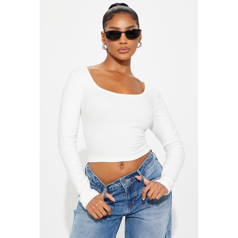 Gia Scoop Neck Double Lined Top – Off White