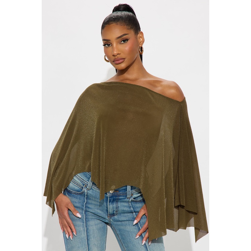 Home Grown Off Shoulder Draped Top – Olive