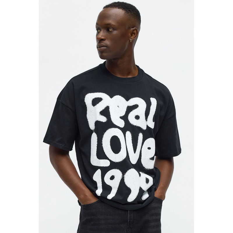 Real Love 1999 Oversized Short Sleeve Tee – Black