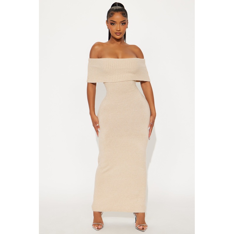 Wine Night Sweater Maxi Dress – Oatmeal