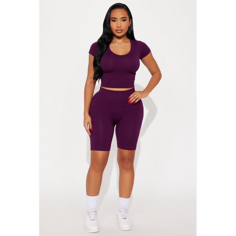 Alisa Seamless Short Set – Eggplant