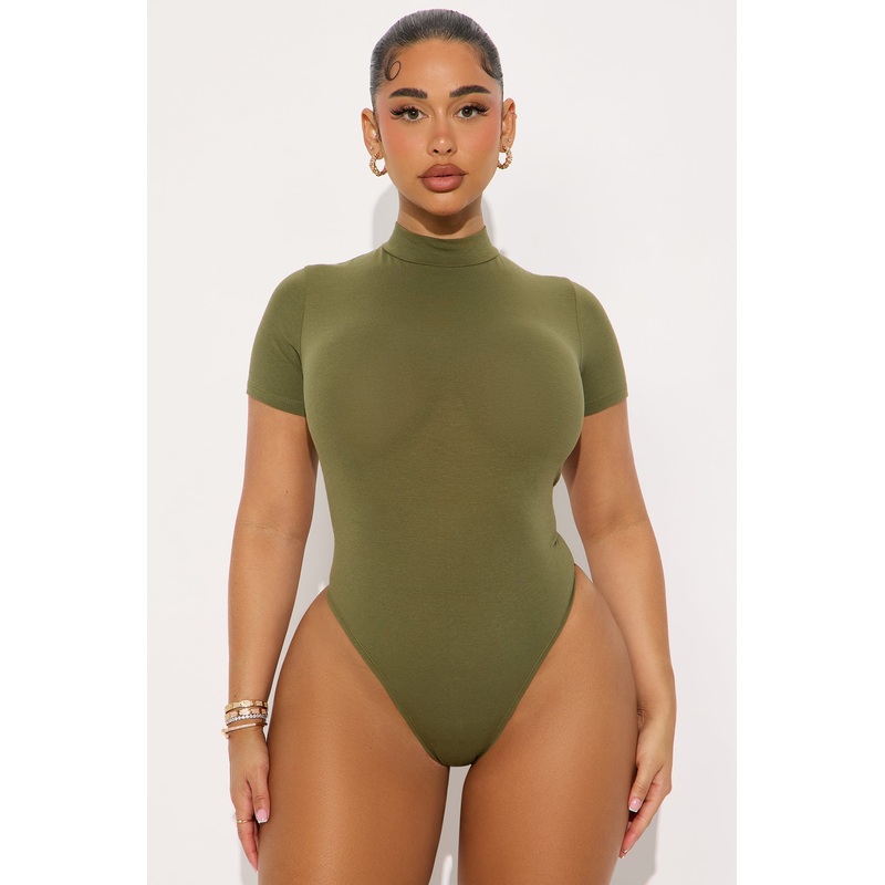 Basic Mock Neck Bodysuit – Olive