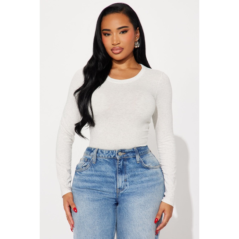 Sabrina Long Sleeve Tee – Light Grey