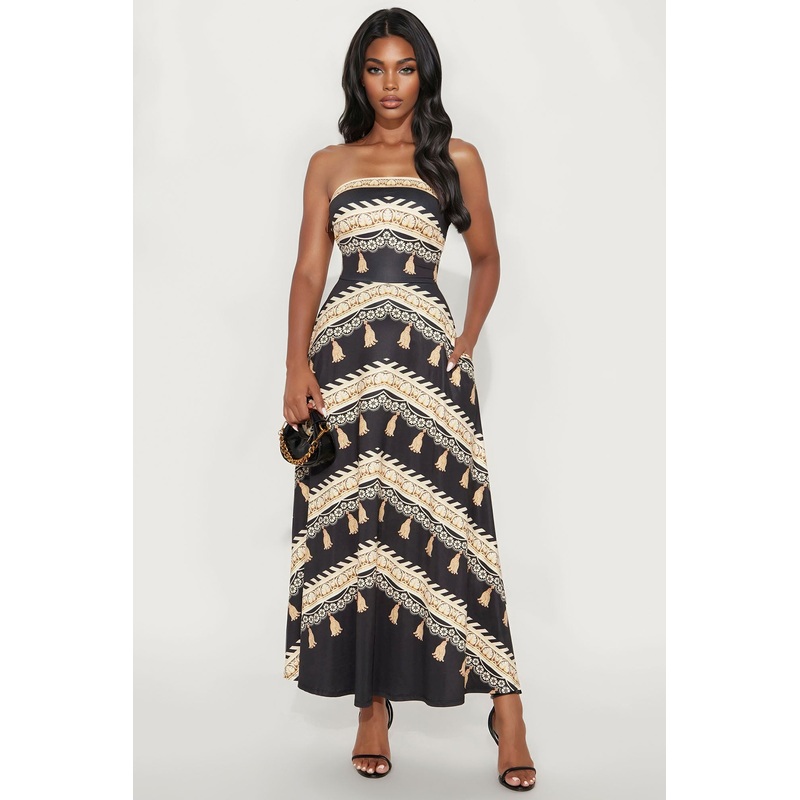 Vespera Strapless Maxi Dress – Black