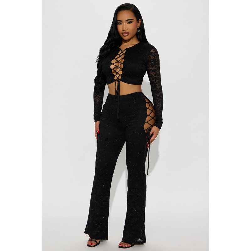Valentina Lace Pant Set – Black