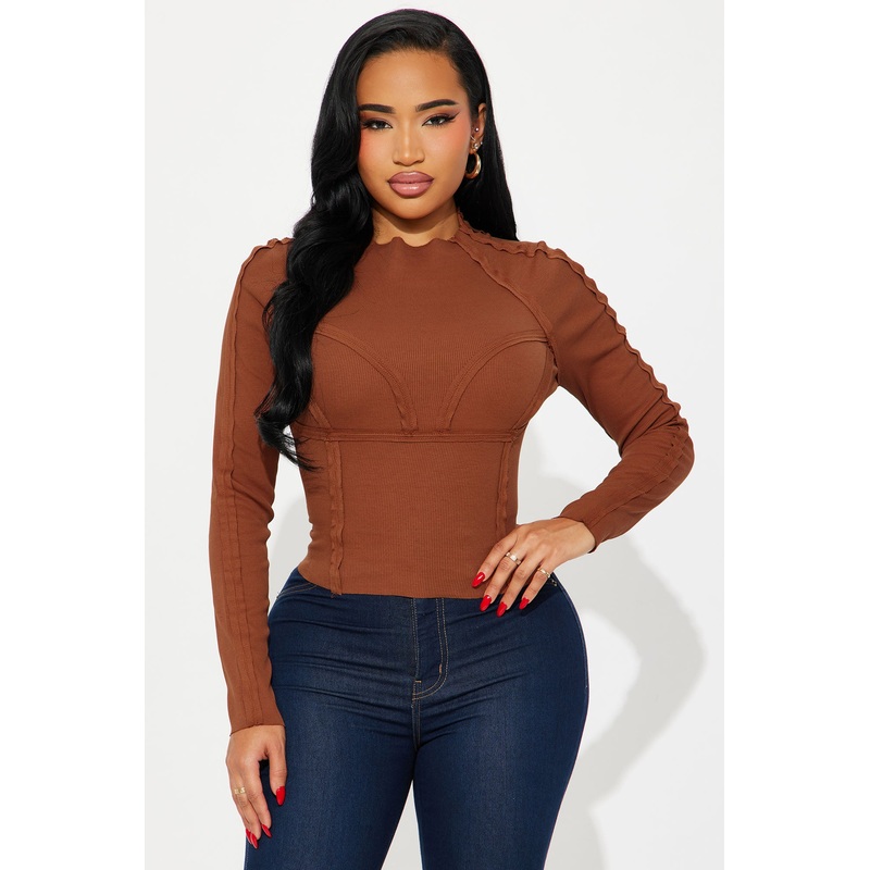 Camdyn Long Sleeve Ribbed Top – Coco