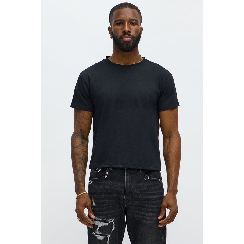 Cropped Crew Baby Tee – Black