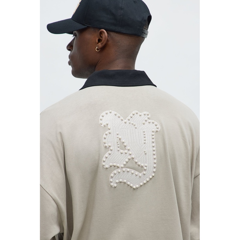 NY Pearl Long Sleeve Polo – Tan