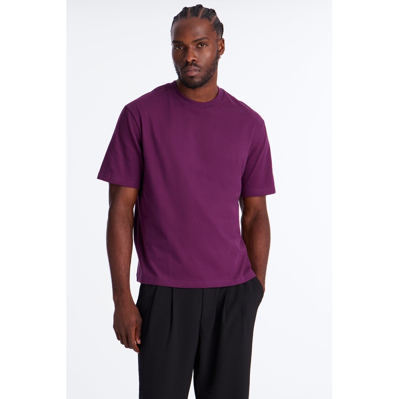 Relaxed Premium Midweight Tee – Plum
