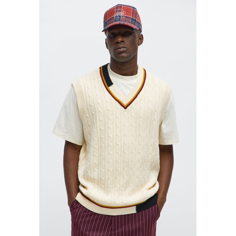 Rowen Cable Knit Sweater Vest – Cream/combo