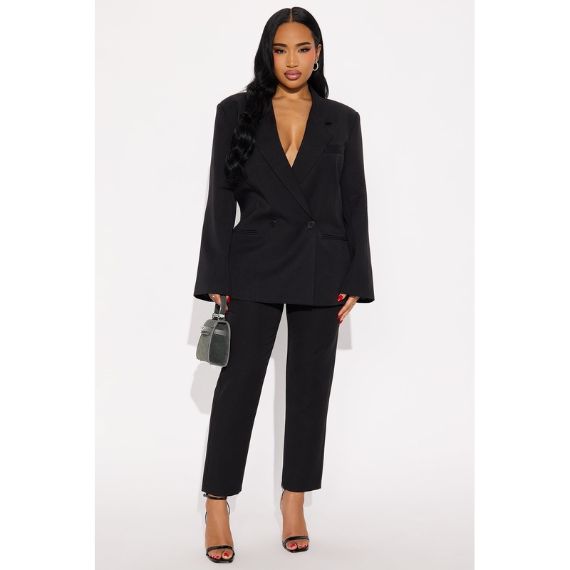 Veronica Oversized Blazer Pant Set – Black
