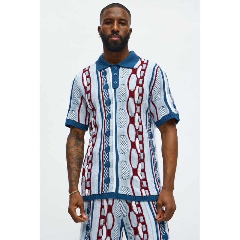 Wakka Multi Color Knit Polo – Teal/combo