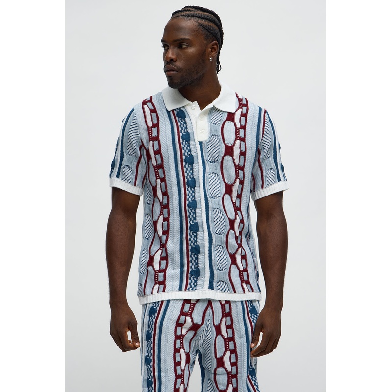 Wakka Multi Color Knit Polo – White/combo