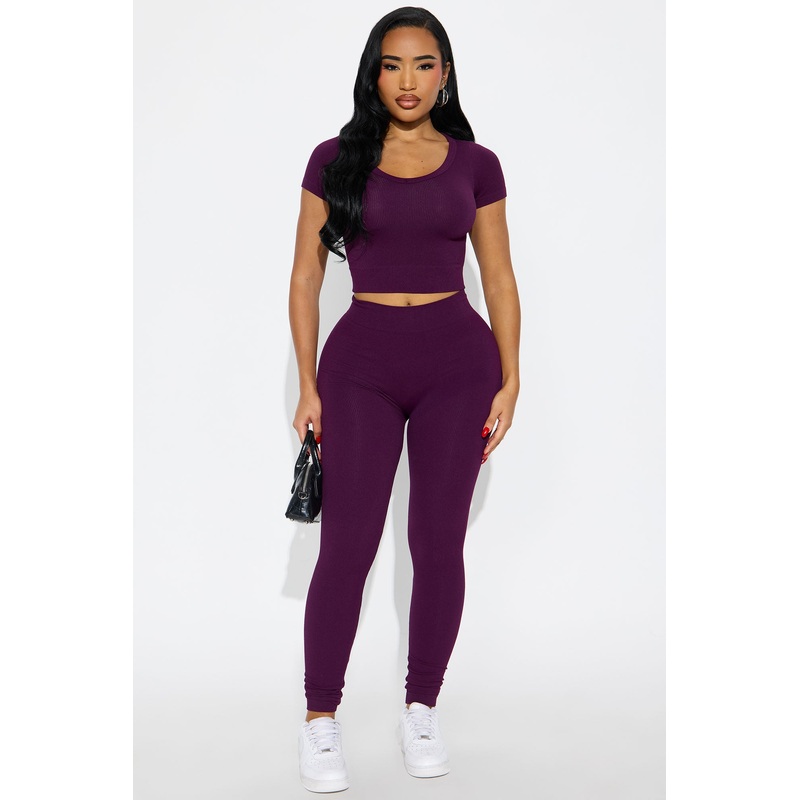 Alisa Seamless Legging Set – Eggplant