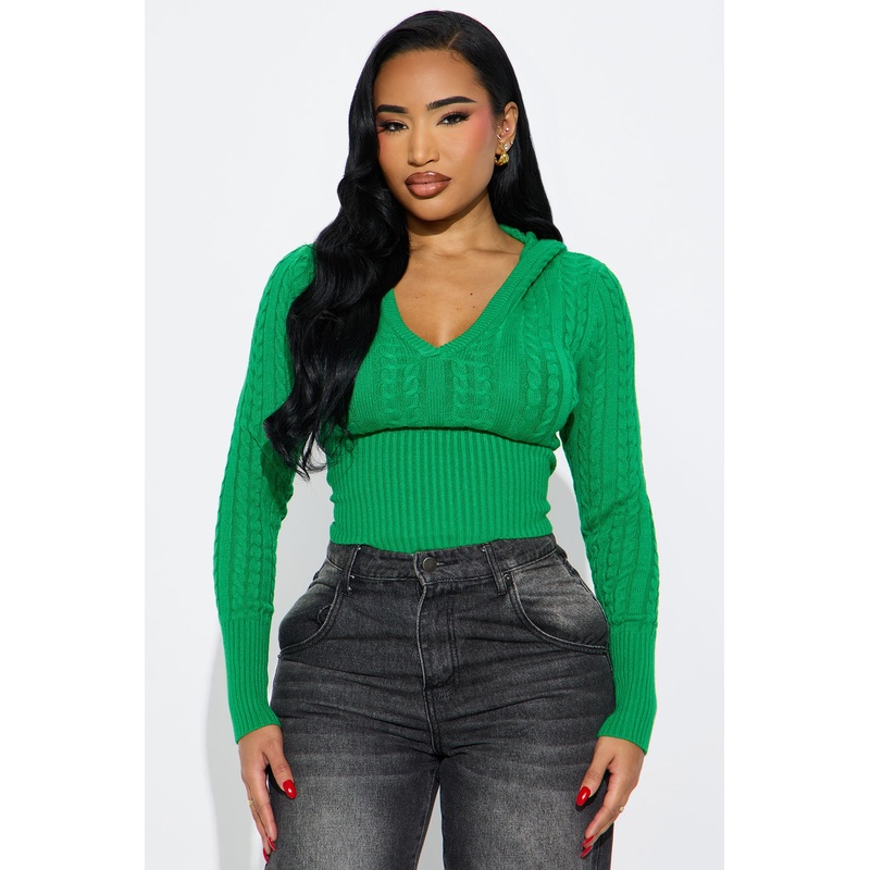 All Day Cable Knit Pullover Sweater – Kelly Green