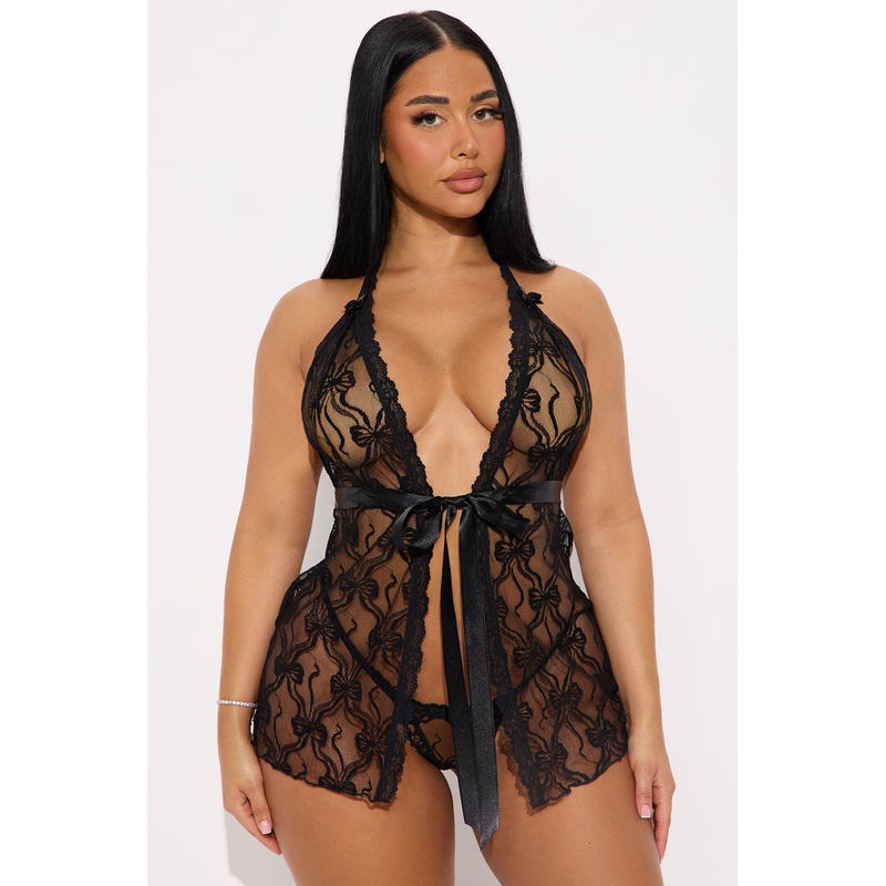 Barely Behaving Lace Babydoll – Black
