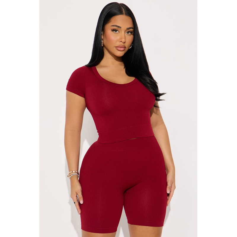 Alisa Seamless Short Set – Burgundy