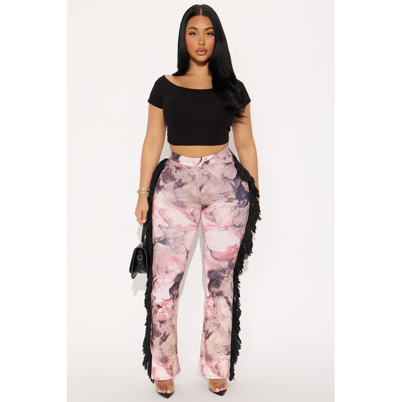 All At Once Fringe Flare Pant – Pink/combo