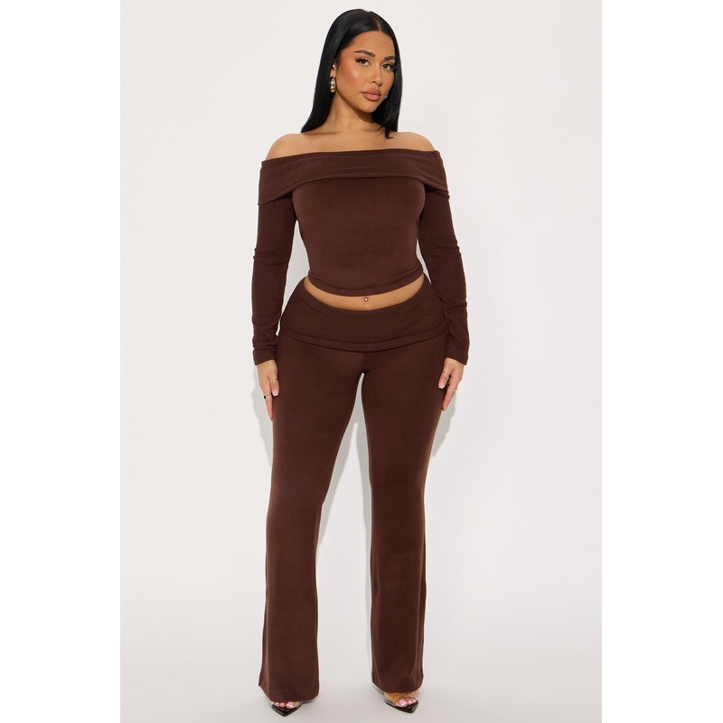 Allison Off Shoulder Pant Set – Brown