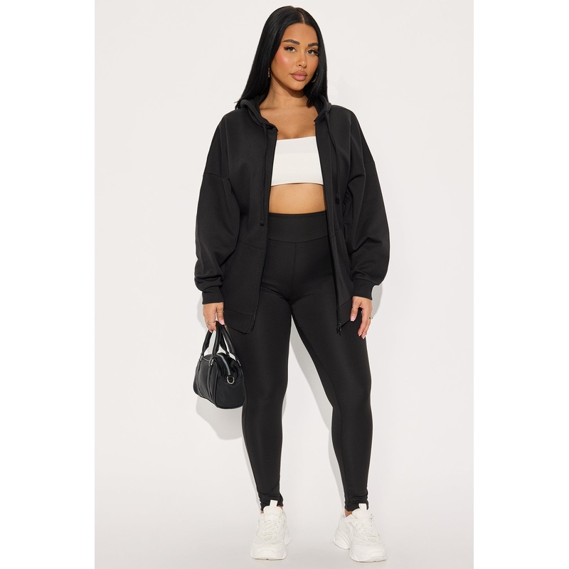 Beckham Zip Up Fleece Pant Set – Black