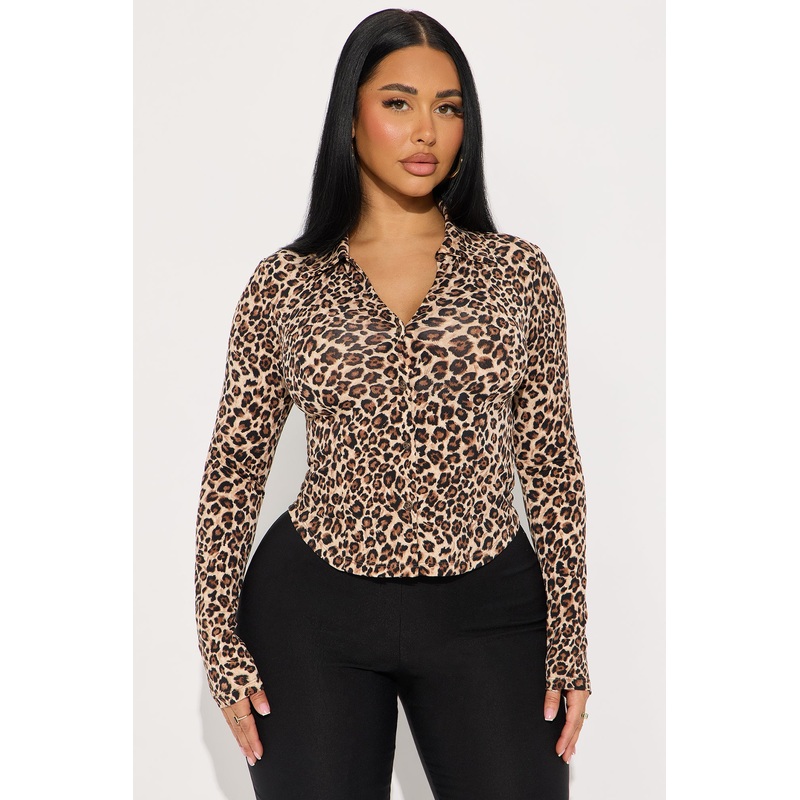 Camryn Long Sleeve Button Up Shirt – Leopard