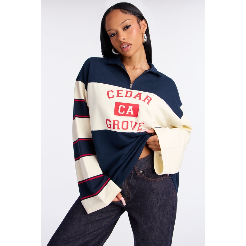Cedar Grove California Quarter Zip Top – Navy/combo