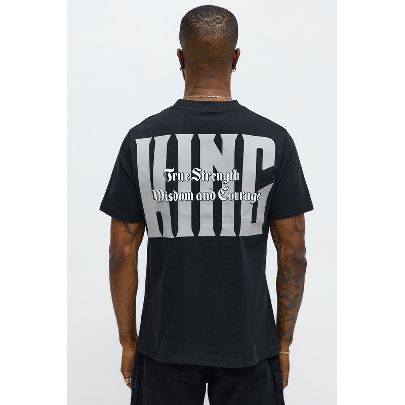 King Courage Embroidery Short Sleeve Tee – Black