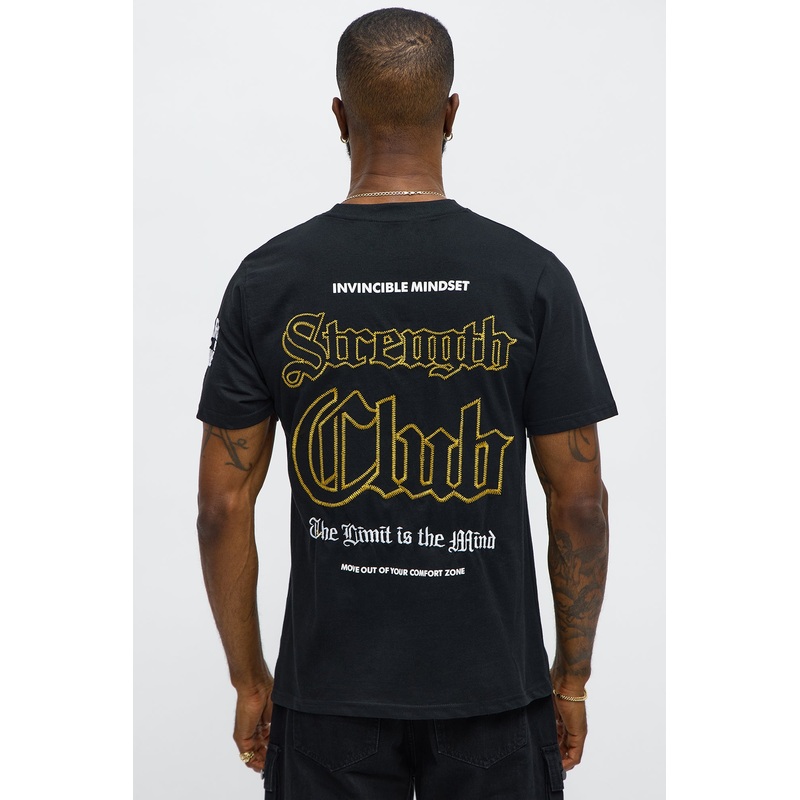 Strength Club Embroidery Short Sleeve Tee – Black