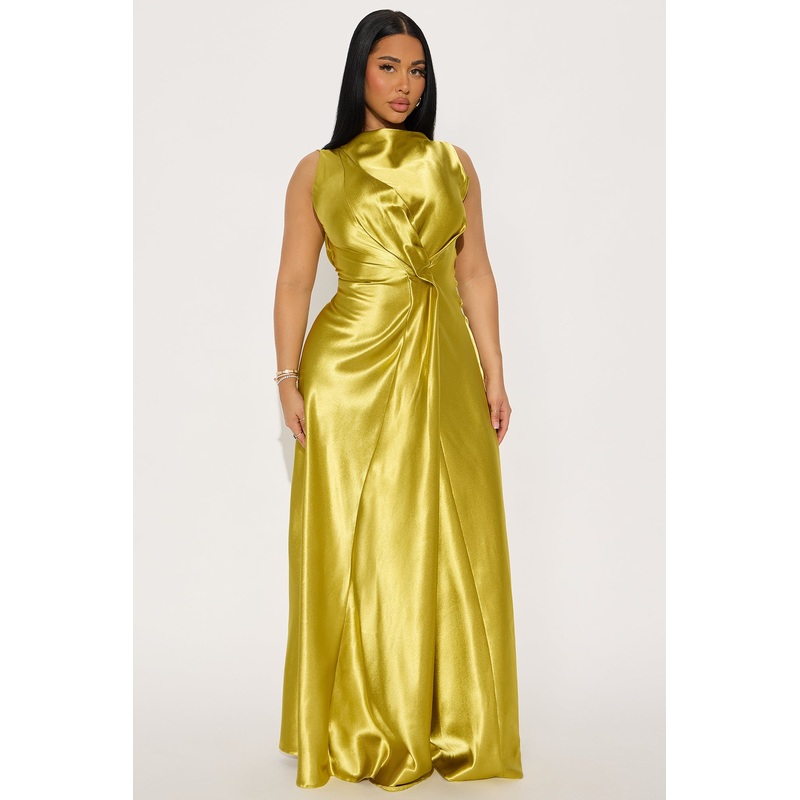 Zita Satin Maxi Dress – Chartreuse