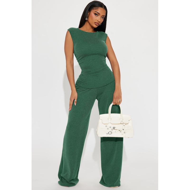 Amaya Ribbed Pant Set – Hunter