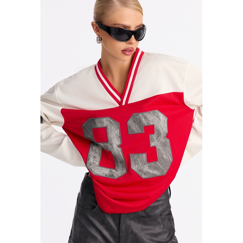 Amiko Varsity Camo Long Sleeve Jersey – Red