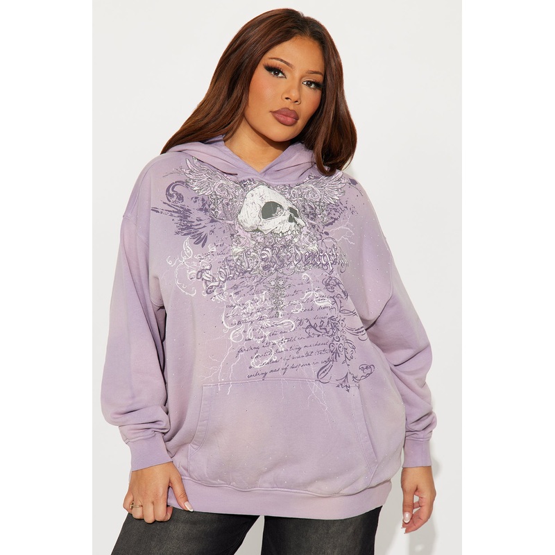 Skull Redemption Washed Fleece Hoodie – Purple