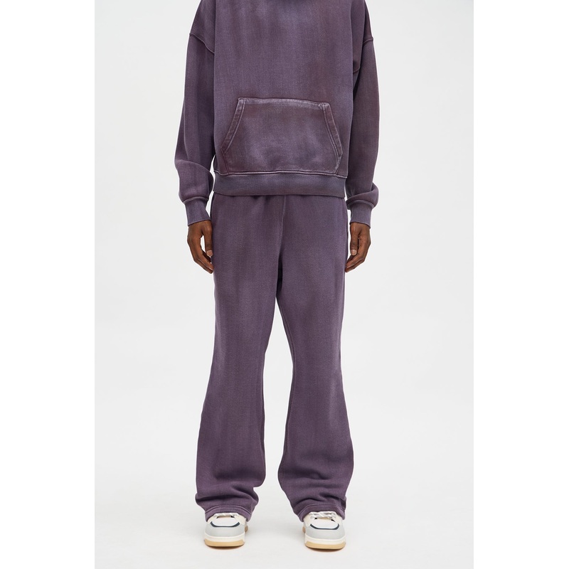 Acid Wash Heavyweight Slim Flare Sweatpants – Purple