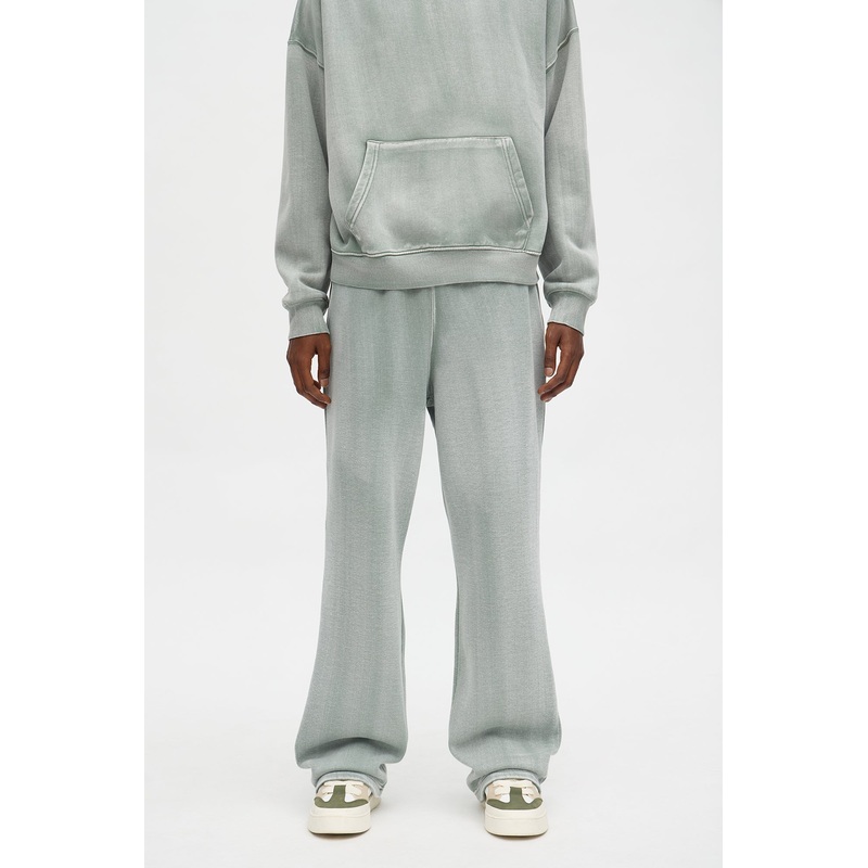 Acid Wash Heavyweight Slim Flare Sweatpants – Sage