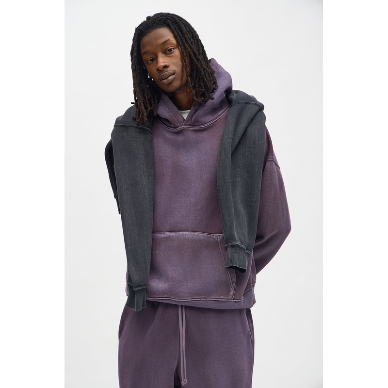 Acid Wash Oversized Heavyweight Hoodie – Purple