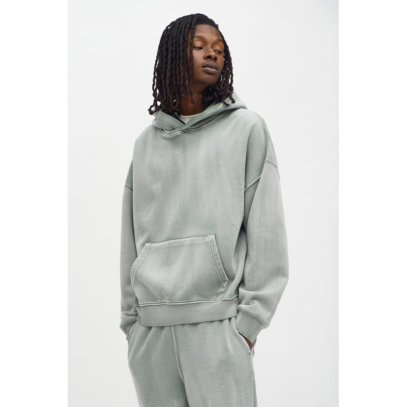 Acid Wash Oversized Heavyweight Hoodie – Sage