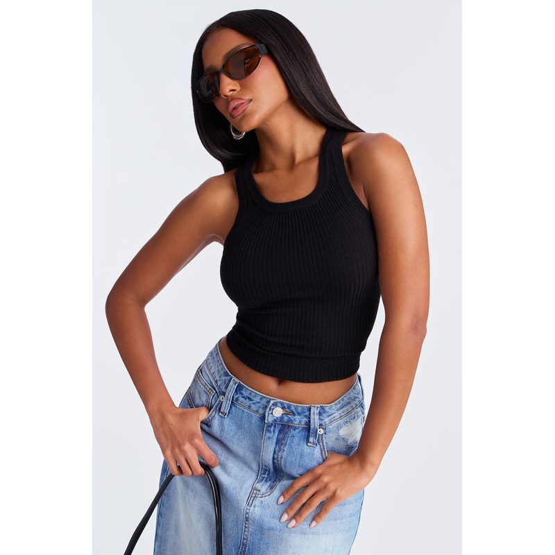 All Cute Sweater Tank Top – Black