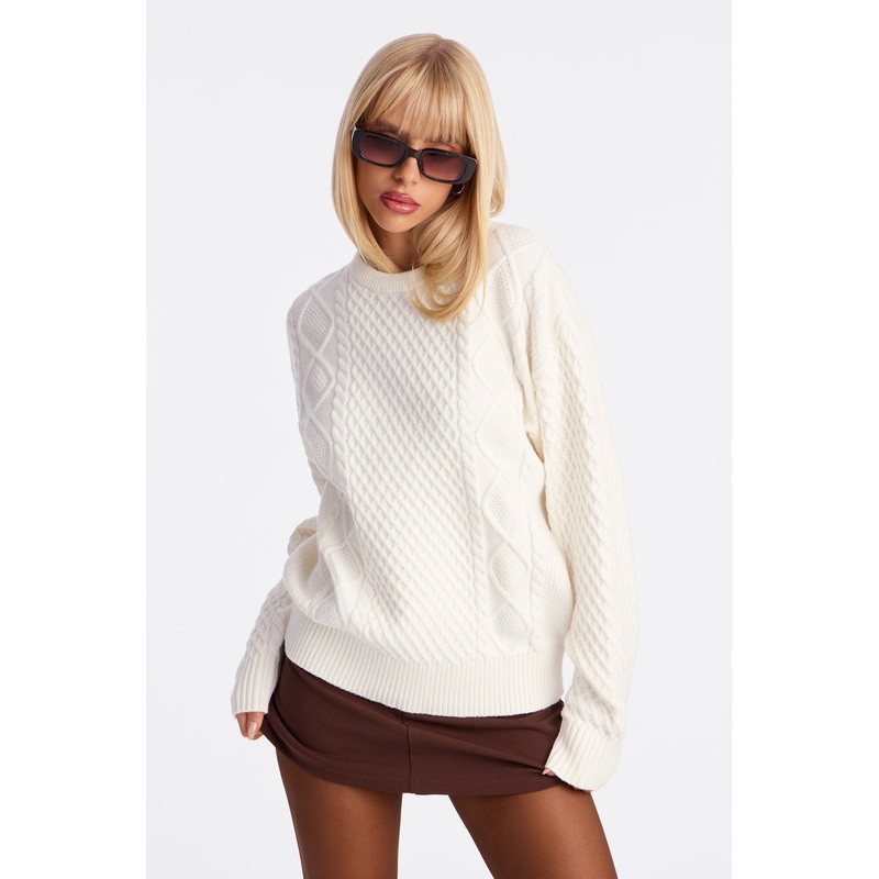 Azusa Cable Knit Sweater – Ivory