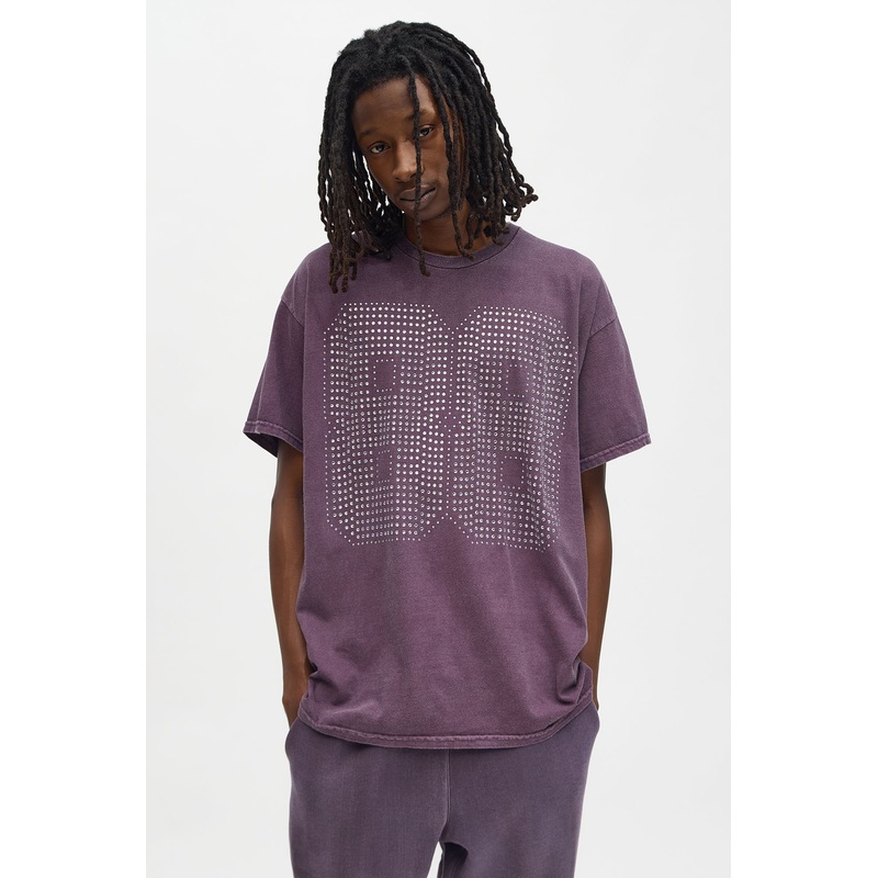 Born In 88 Rhinestone Oversized Short Sleeve Tee – Burgundy