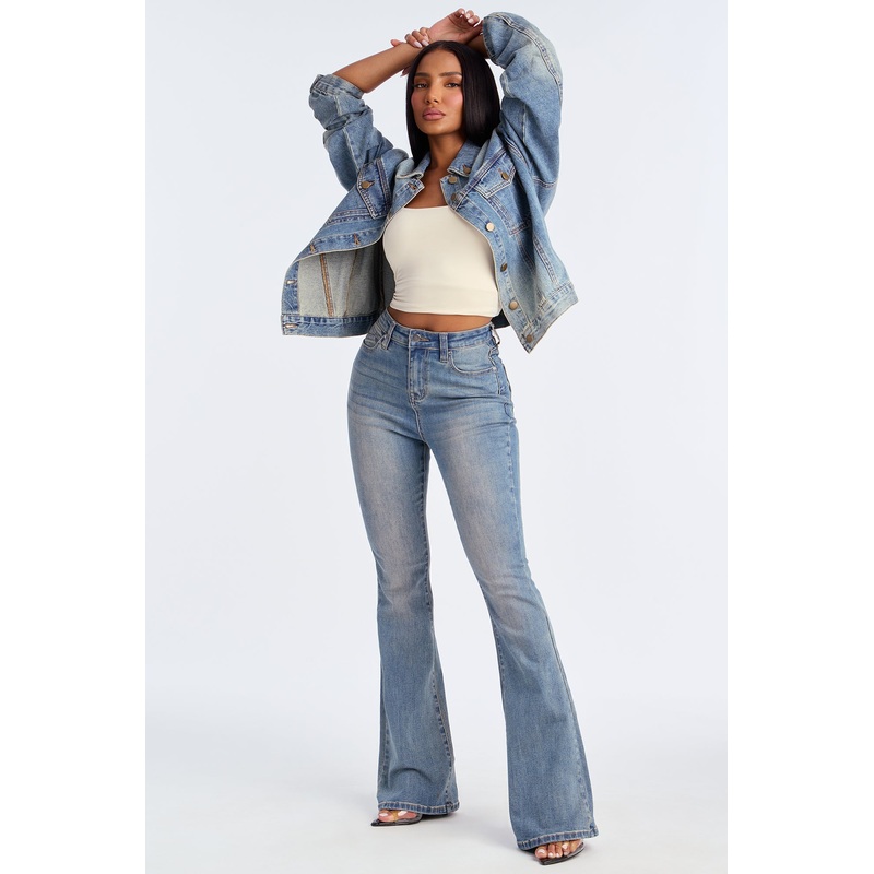 Classic Compression Sculpt Flare Jeans – Vintage Wash