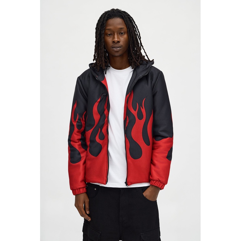 La Fire Patched Zip Up Hoodie – Black