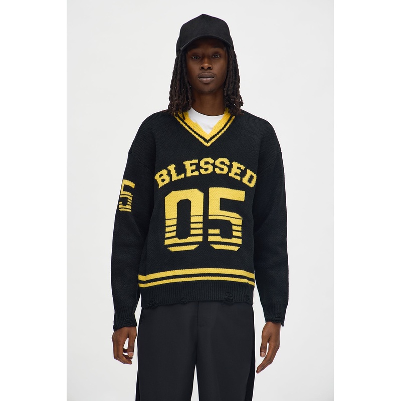 Relaxed Last Play Sweater – Black