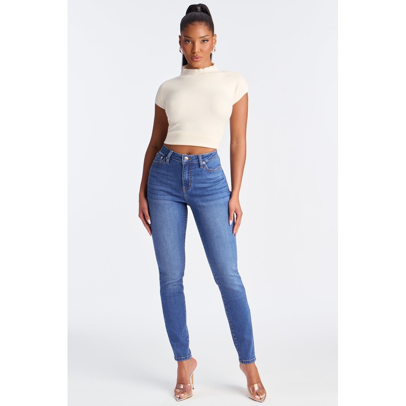 Something Better Mid Waist Skinny Jeans – Dark Wash